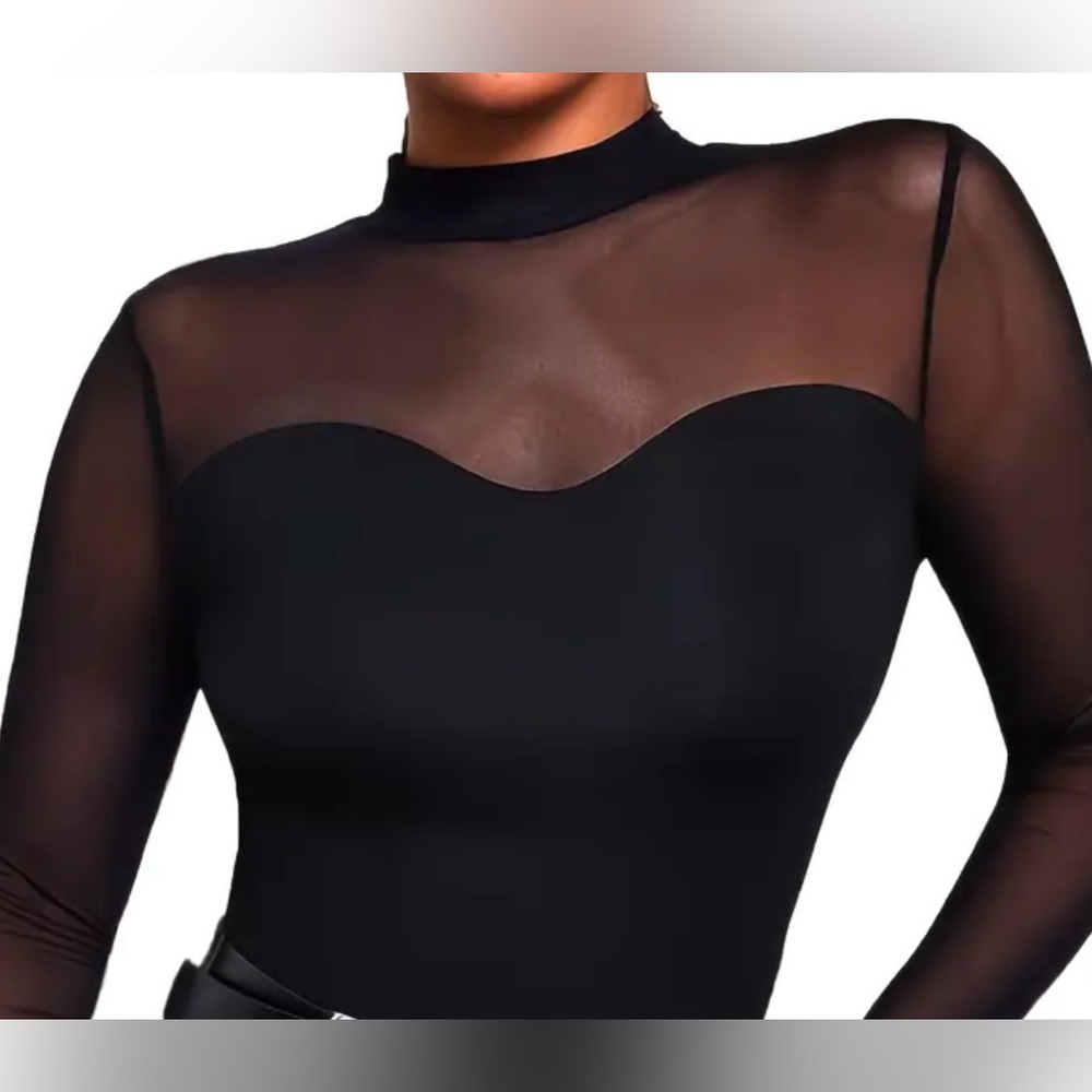 Mesh long sleeve blouse